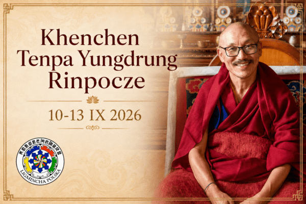 Baner pokazujący info kursie z Khenchen Tenpa Yungdrung Rinpoche - Nauki Dzogczen z tekstu Drangdon Munsel Dronma